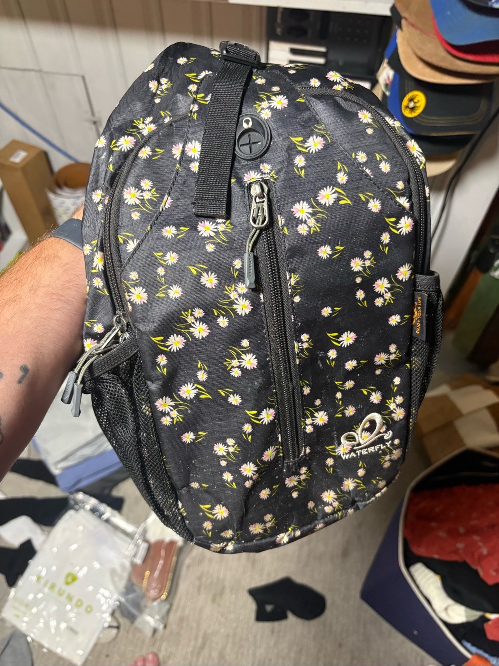 Black Floral Sling Bag
